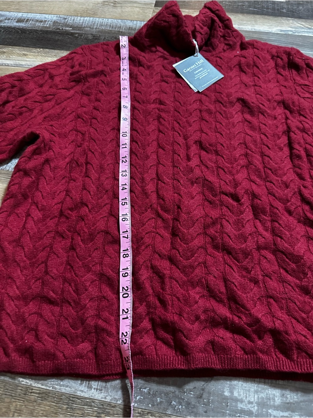 Garnet Hill Red Cable Turtleneck Sweater - Picture 2 of 5